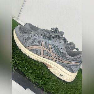 Asics Womens Gel-Venture 7 Running Shoes 8.5 Gray Pink Low Top Lace Up